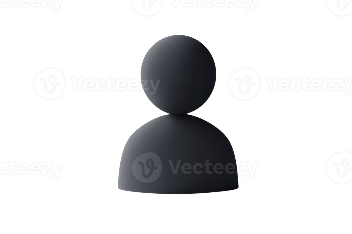 Minimalist 3D avatar icon in dark tones on transparent background, perfect for profiles, placeholders, and website interfaces. png