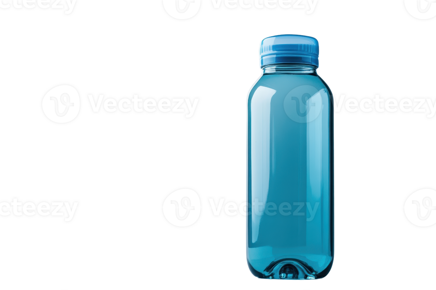 Blue plastic bottle standing isolated on transparent background. ideal for packaging and branding presentations or product mockups. png