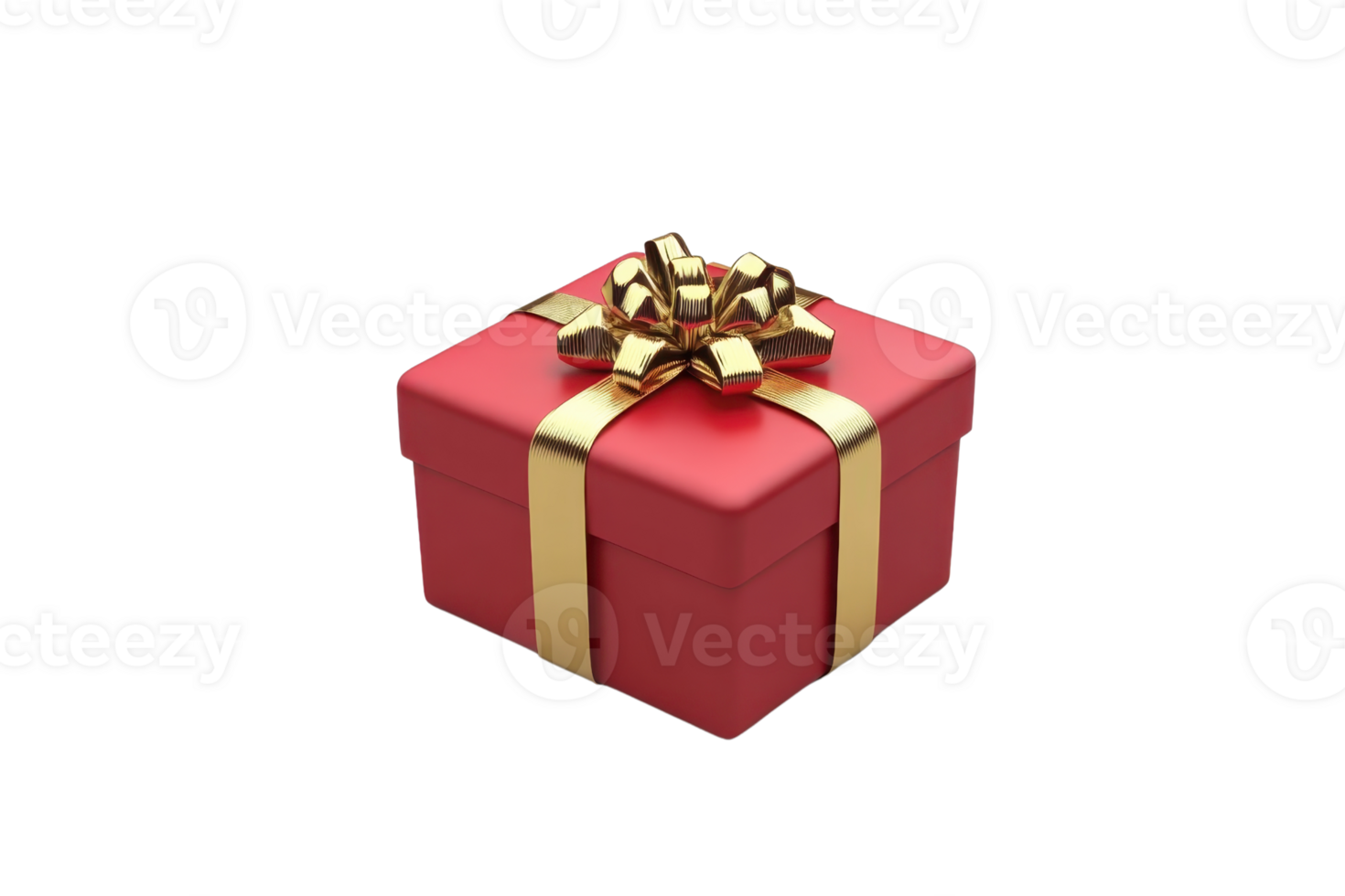 A beautifully wrapped red gift box with a gold ribbon and bow, perfect for any celebration or special occasion. png