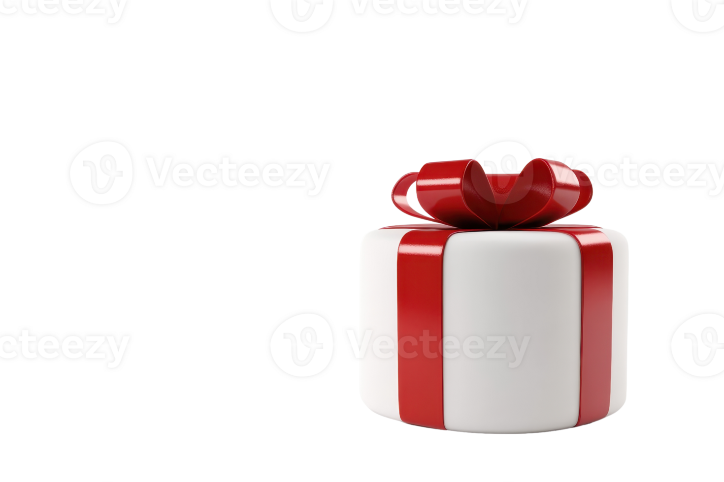 Elegant white gift box wrapped with a red ribbon and bow, perfect for holiday, birthday, and celebration themes. png