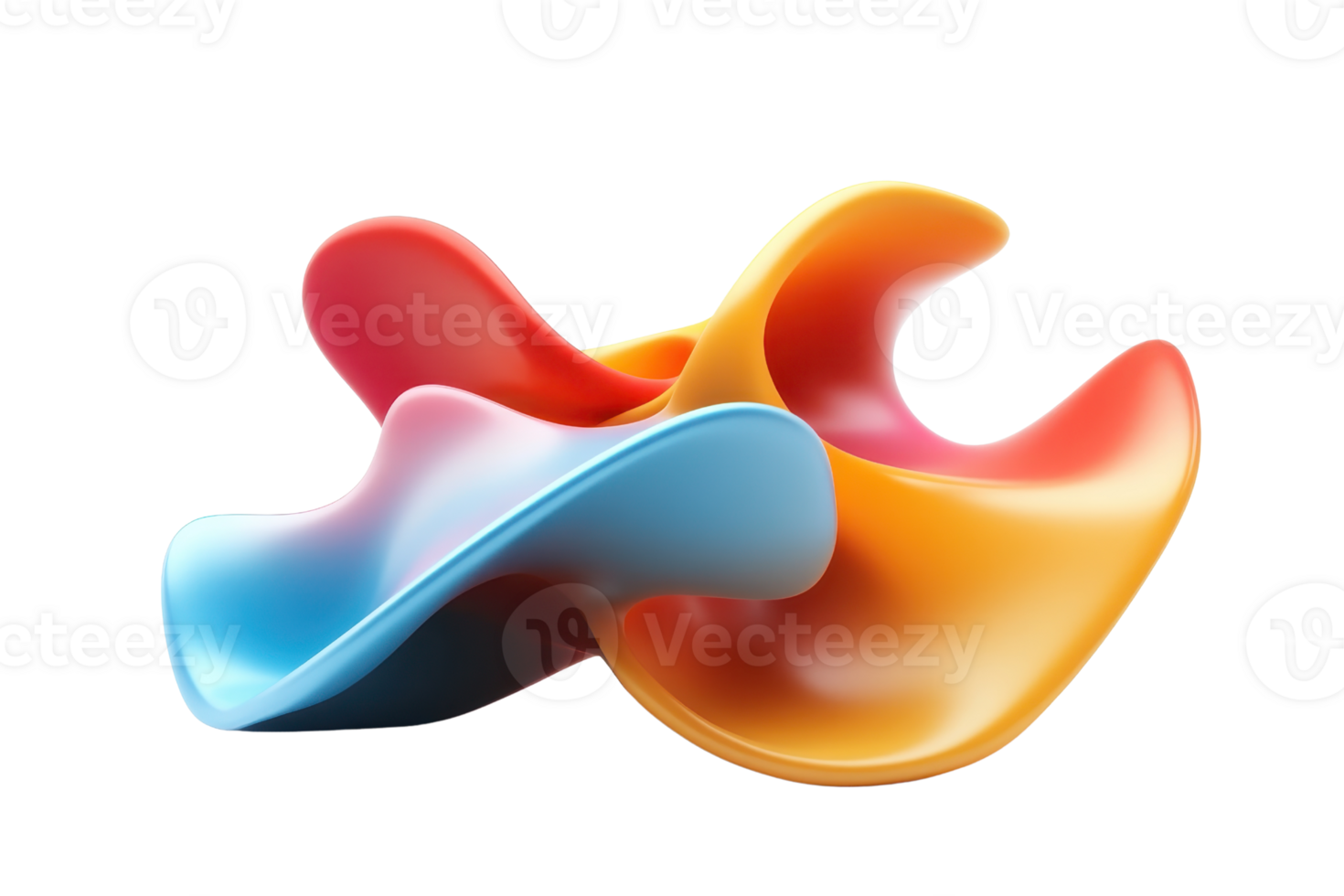 Abstract 3D colorful organic shape with fluid curves and vibrant colors, ideal for modern digital art and creative backgrounds. png