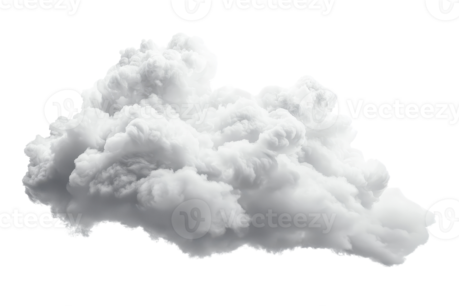 Isolated fluffy white cloud against a transparent background, perfect for design projects and weather-themed visuals. png