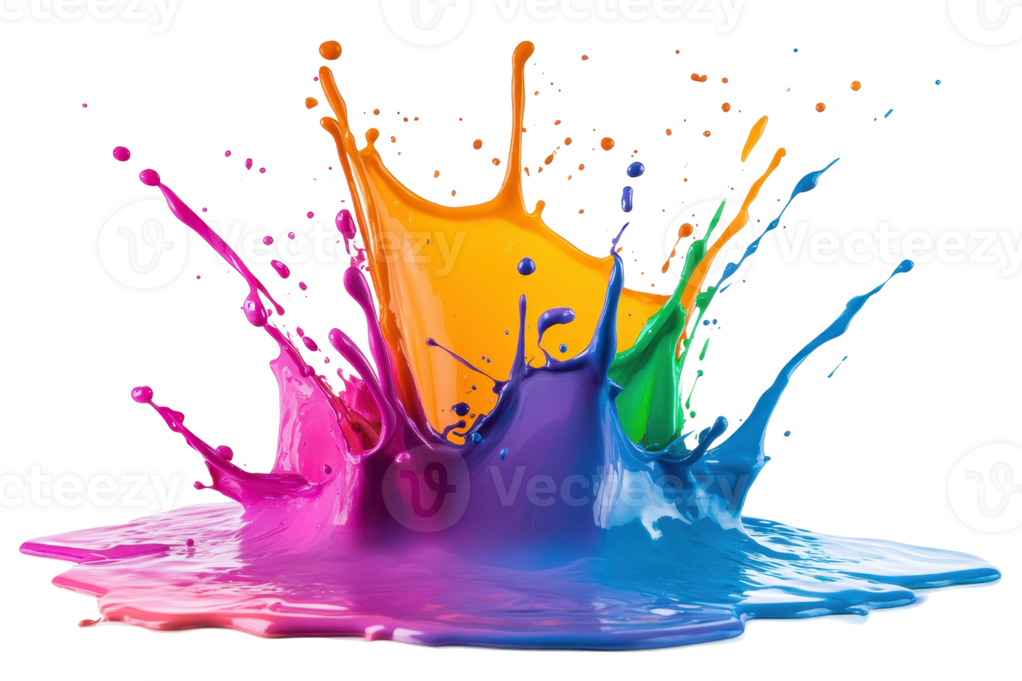 Vibrant splash of colorful paint showcasing a dynamic mix of hues. Perfect for creative, artistic, and design-focused projects. png