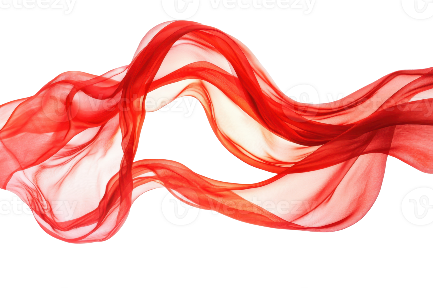 Vibrant red and white flowing silk fabric isolated on transparent background. creating a sense of movement and elegance. png