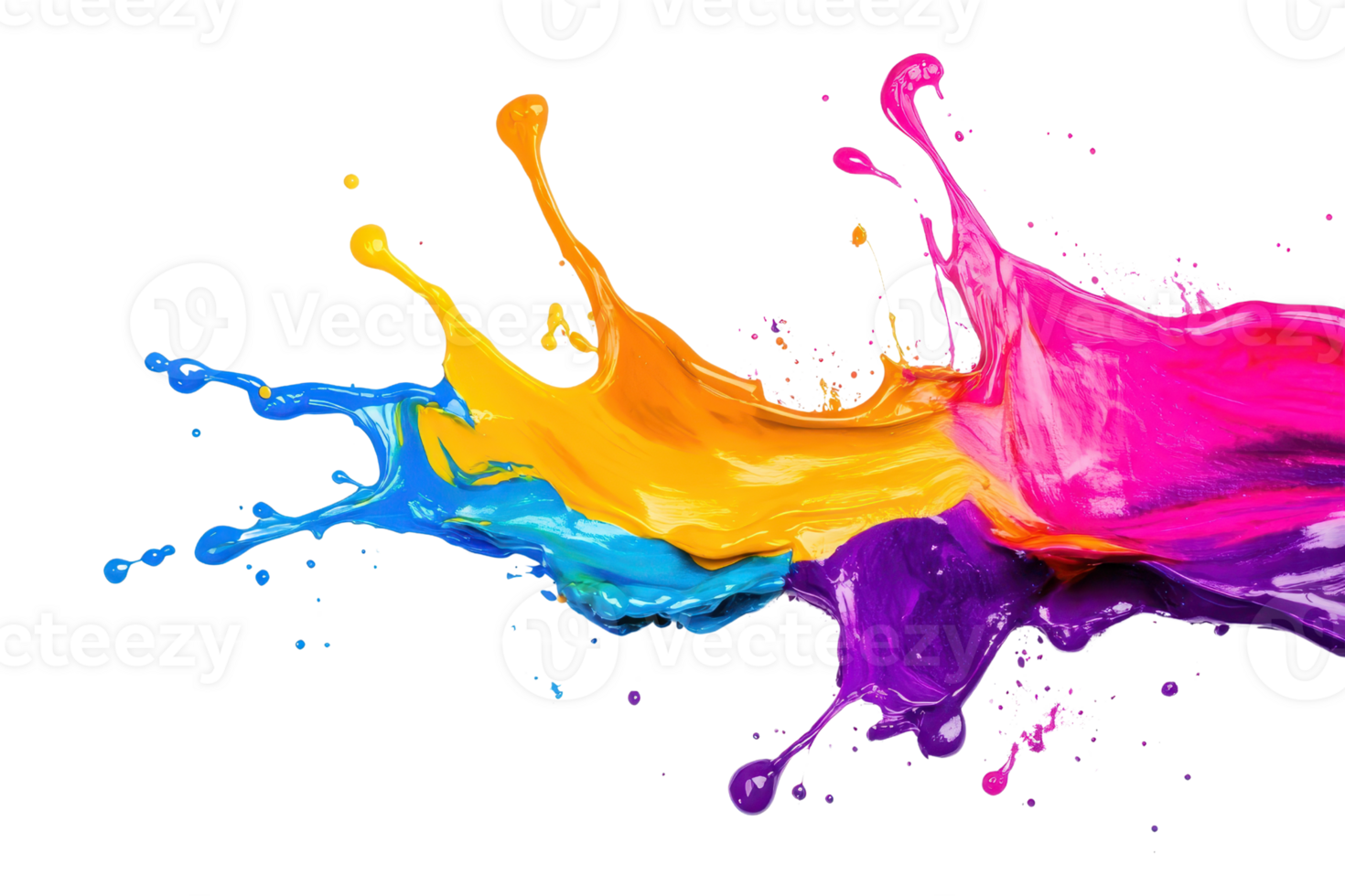 Vibrant splashes of colorful paint isolated on transparent background. showcasing dynamic artistic expression and fluid creativity. png