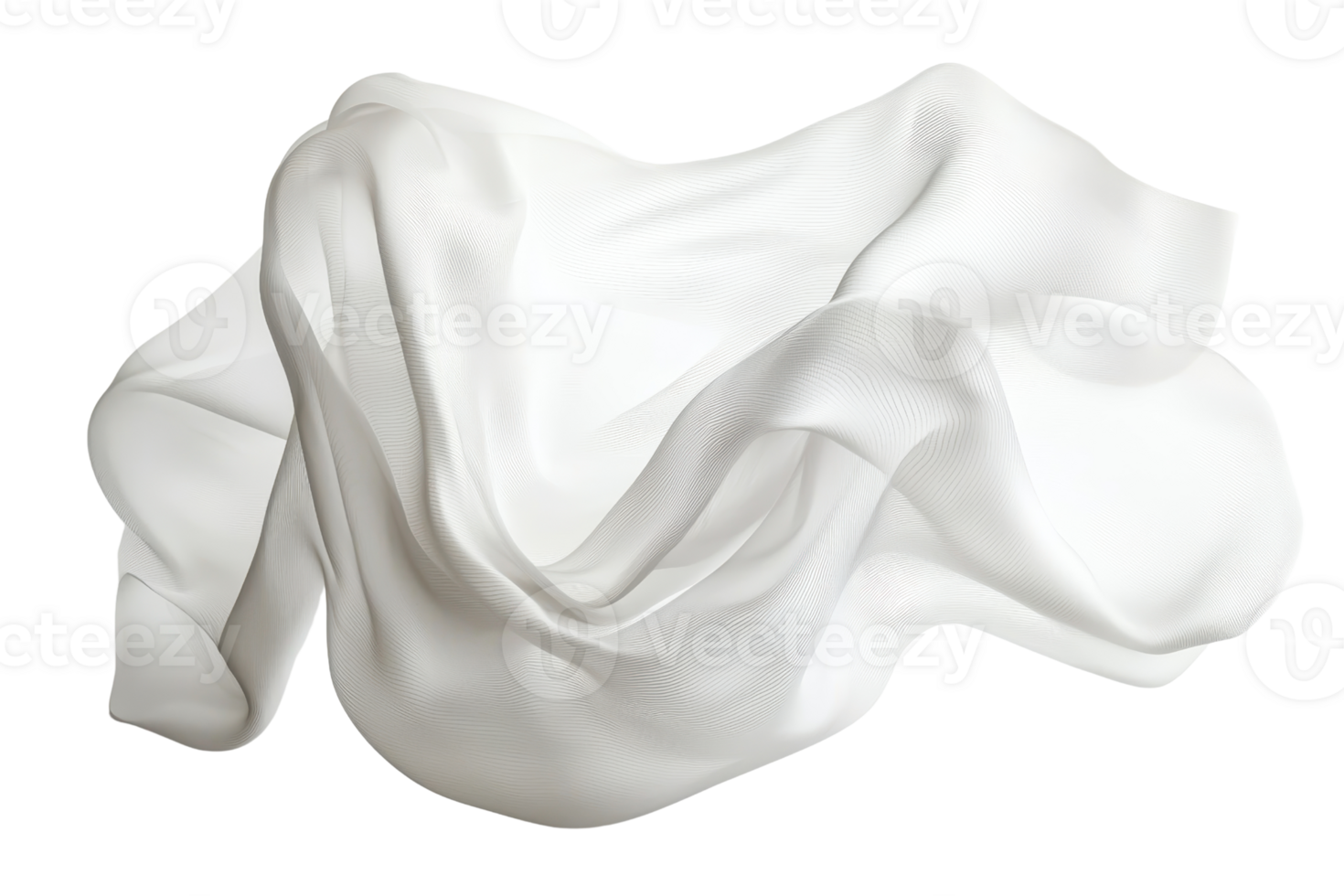 White fabric in motion, creating elegant waves and folds, isolated on a transparent background, perfect for design and creative projects. png