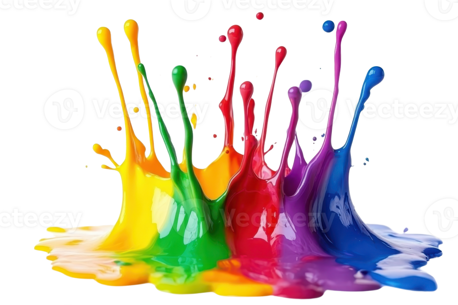 Vibrant splashes of colorful paint create a dynamic and vivid visual effect. Perfect for artistic and creative designs. png