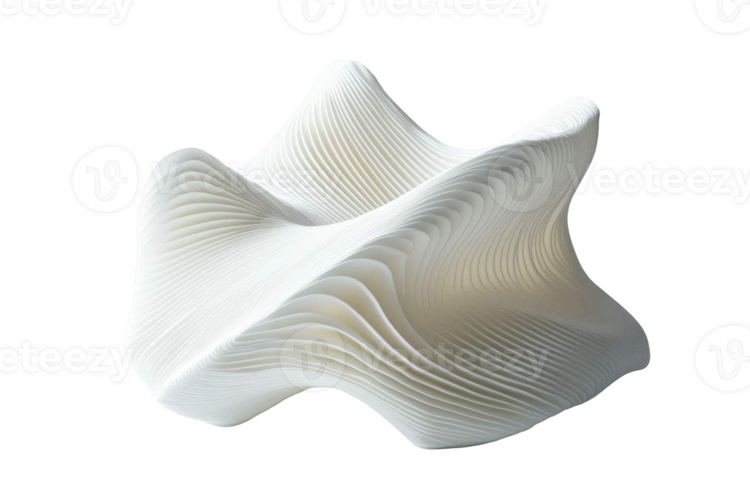 Abstract white 3D sculpture with smooth curves and layered texture, ideal for modern art and design projects. png
