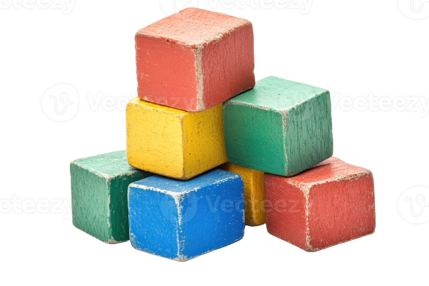 Colorful wooden blocks stacked in a pyramid. Perfect for educational purposes, child development, and playful learning. png