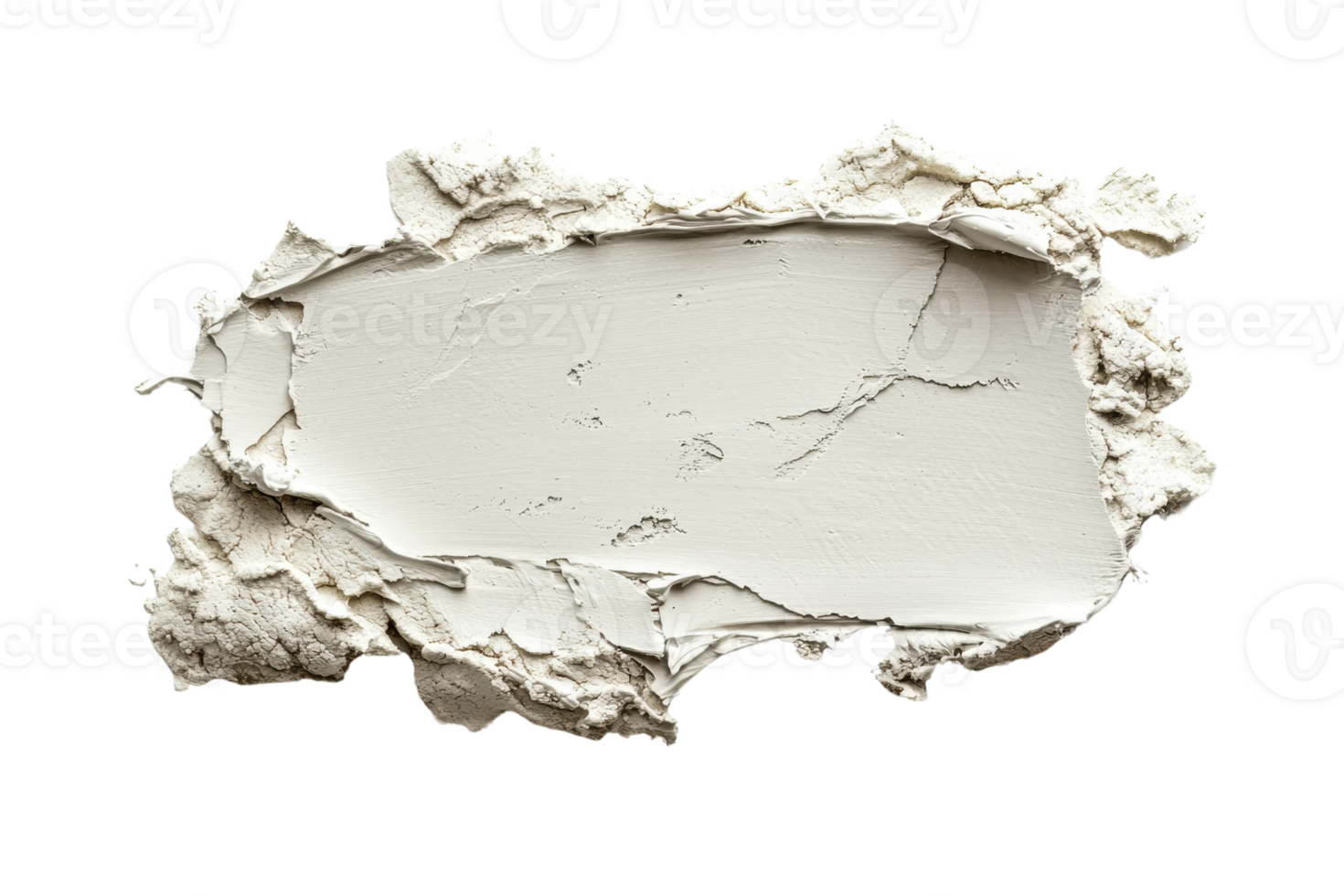 Close-up of white texture smear on transparent background. Textured cosmetic or paint sample for design. Minimalist abstract art concept. png