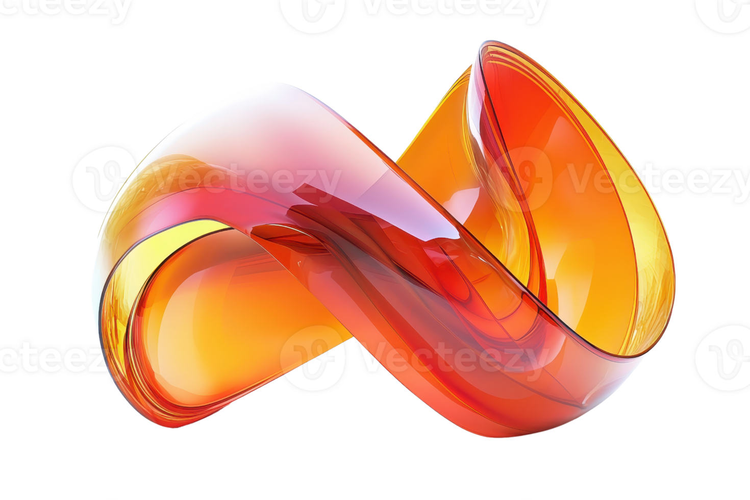 Abstract 3D rendering of fluid, colorful shape with a vibrant gradient of orange and red hues, perfect for modern graphic designs and backgrounds. png