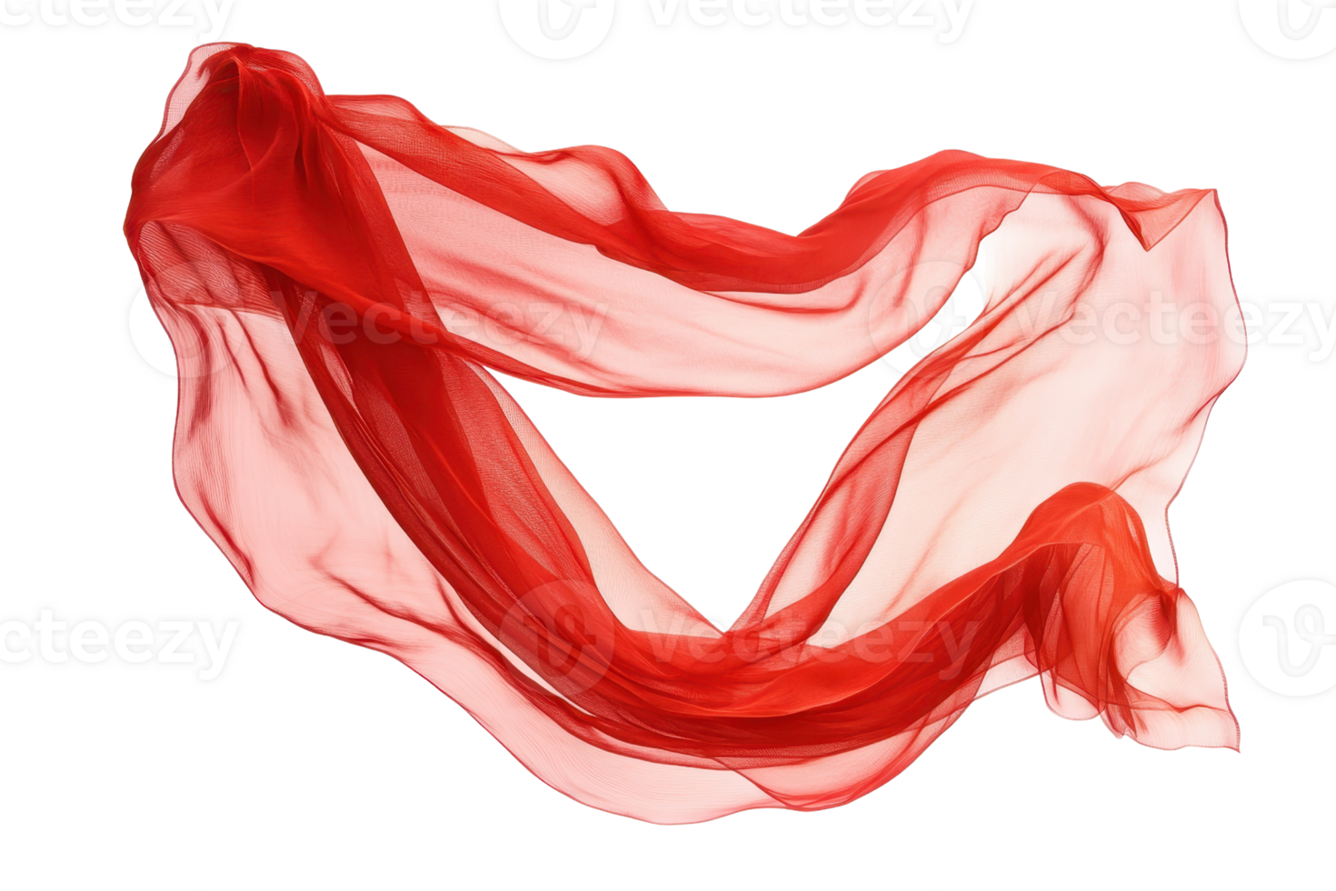 Elegant flowing red chiffon fabric against a transparent background. creating a sense of movement and grace. Perfect for fashion and abstract designs. png