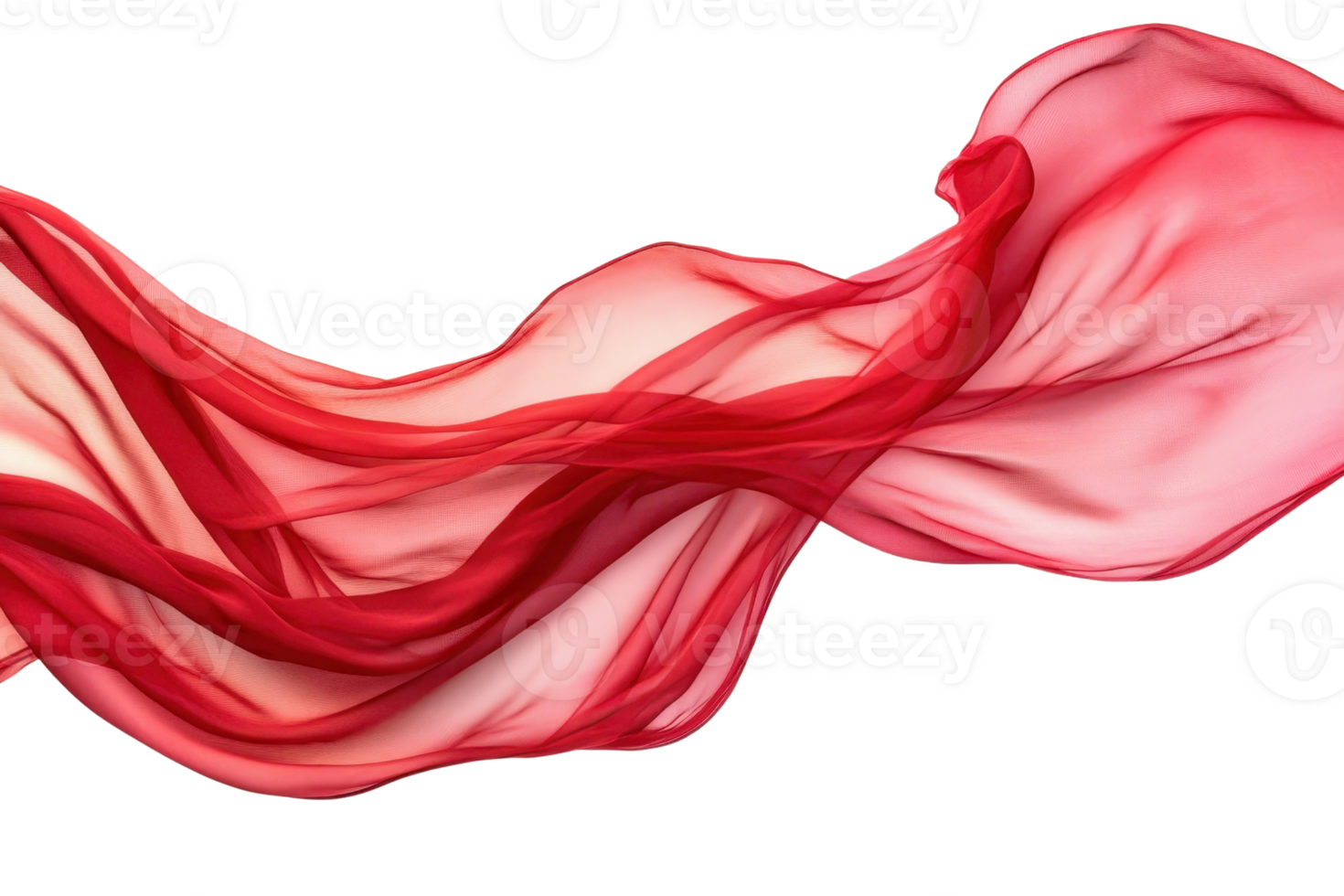 Flowing red fabric against a transparent background. capturing an elegant and fluid movement perfect for artistic and design applications. png