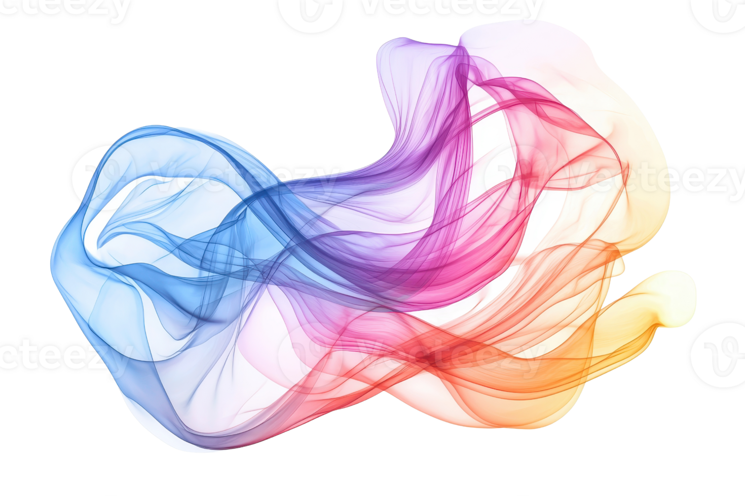 Abstract colorful smoke artwork with vibrant hues, fluid shapes, and smooth transitions. Ideal for backgrounds, design, and artistic concepts. png