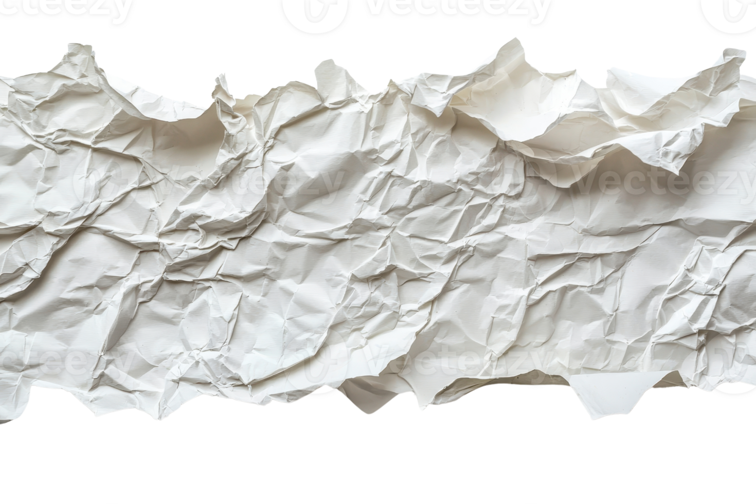 Crumpled white paper texture on a transparent background, ideal for design, crafting, and background uses in various projects. png