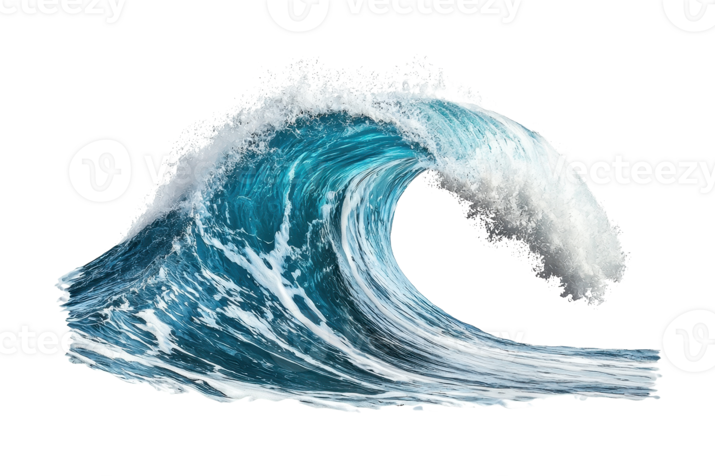 High-resolution image of a perfect ocean wave perfectly captured in motion against a transparent background, showcasing its natural beauty. png