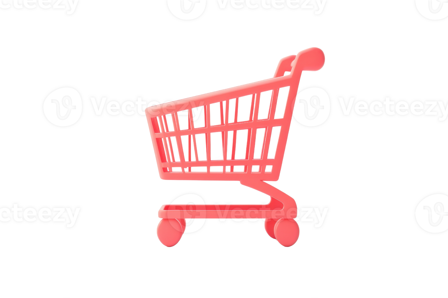 Red shopping cart icon isolated on a transparent background. ideal for e-commerce, retail, and shopping-related designs and illustrations. png