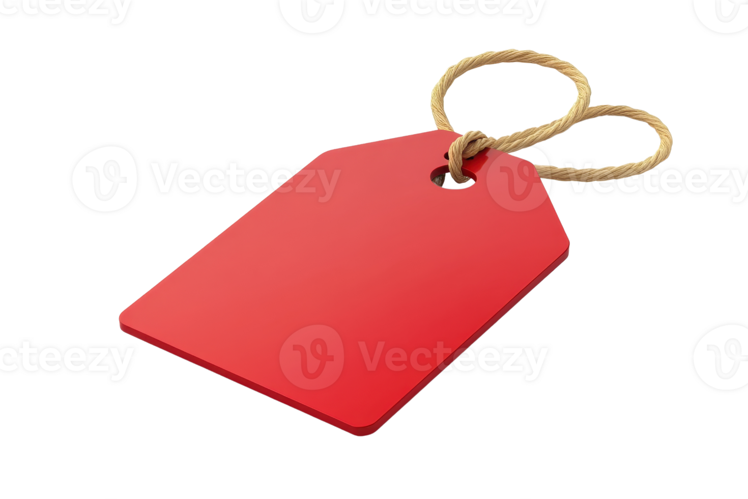 Red price tag with string isolated on transparent background. ideal for promotions, sales, and discounts in retail and marketing. png