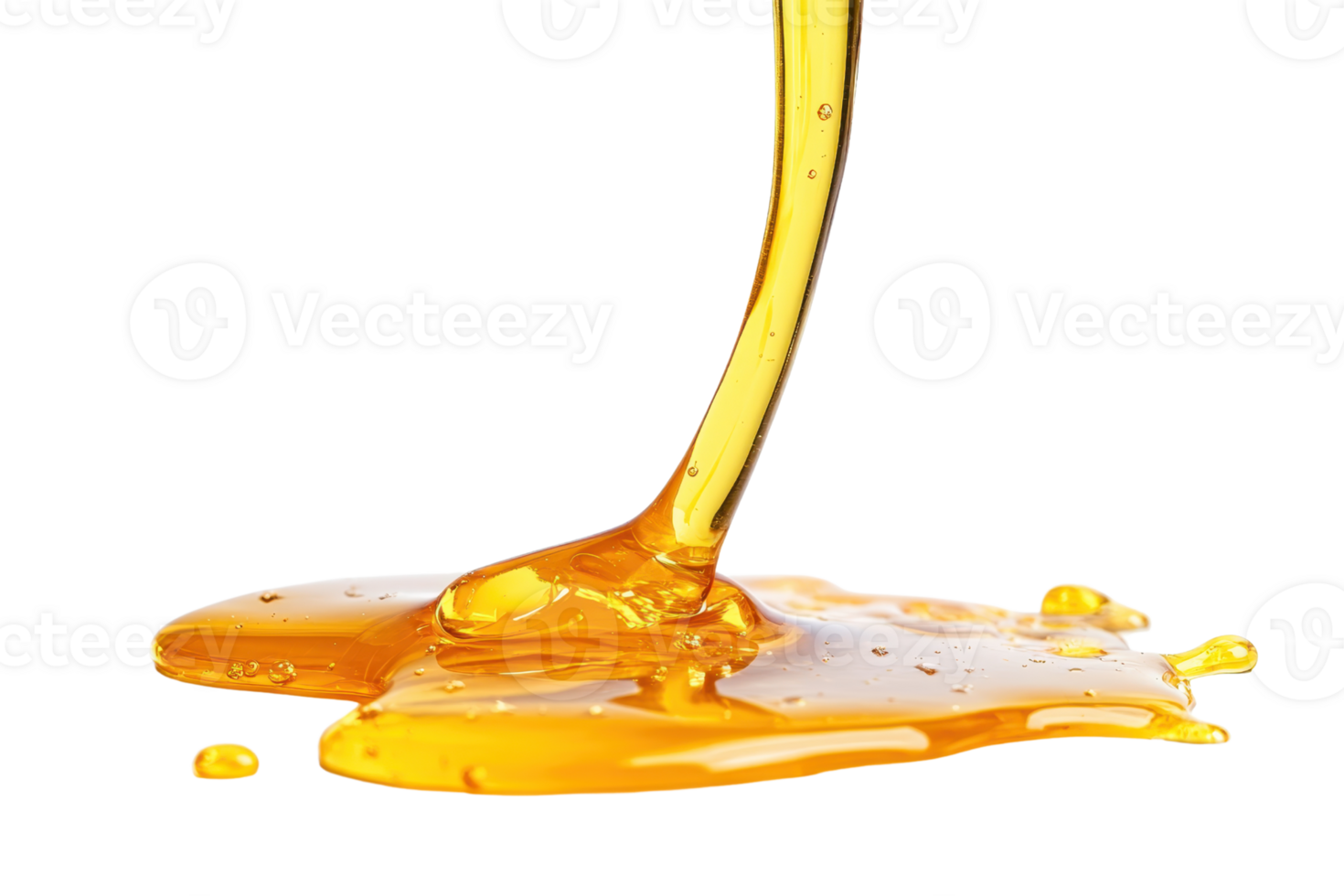 Golden honey flowing smoothly, creating a glossy pool on a transparent background. Perfect for food and natural sweetener themes. png