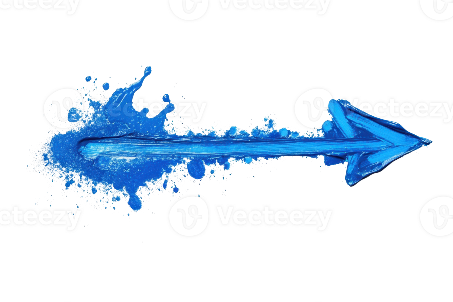 Dynamic blue arrow with a splash effect on a transparent background. symbolizing direction, movement, and progress. Perfect for creative design projects. png