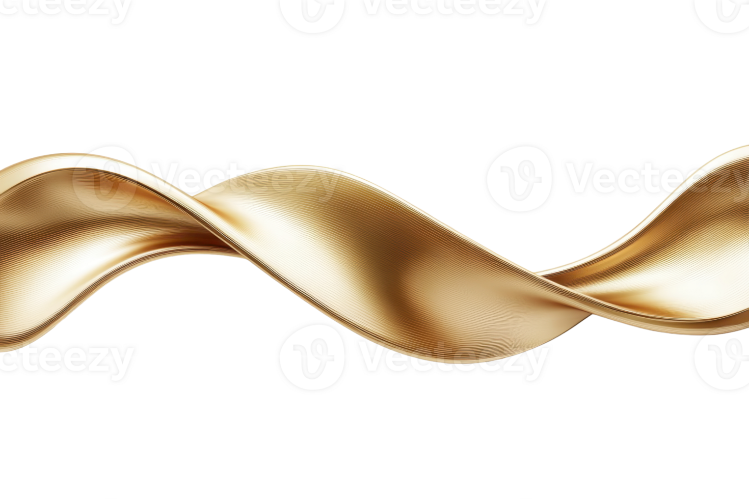 Elegant golden ribbon with a smooth, twisting design on a transparent background. perfect for luxury branding, decorations, and festive projects. png