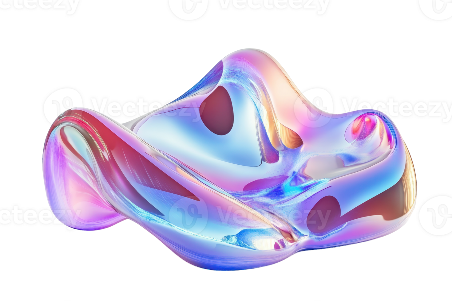 Colorful abstract 3D shape with smooth, fluid lines and a shiny, reflective surface in vibrant pink, blue, and purple hues. png