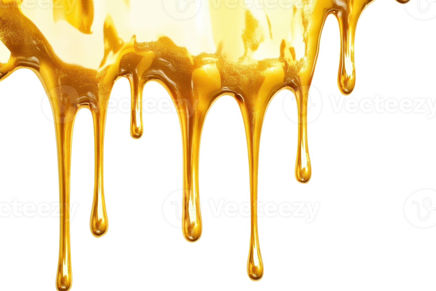 Golden honey dripping with rich texture and vivid color against a transparent background. creating a sweet and appealing visual. png
