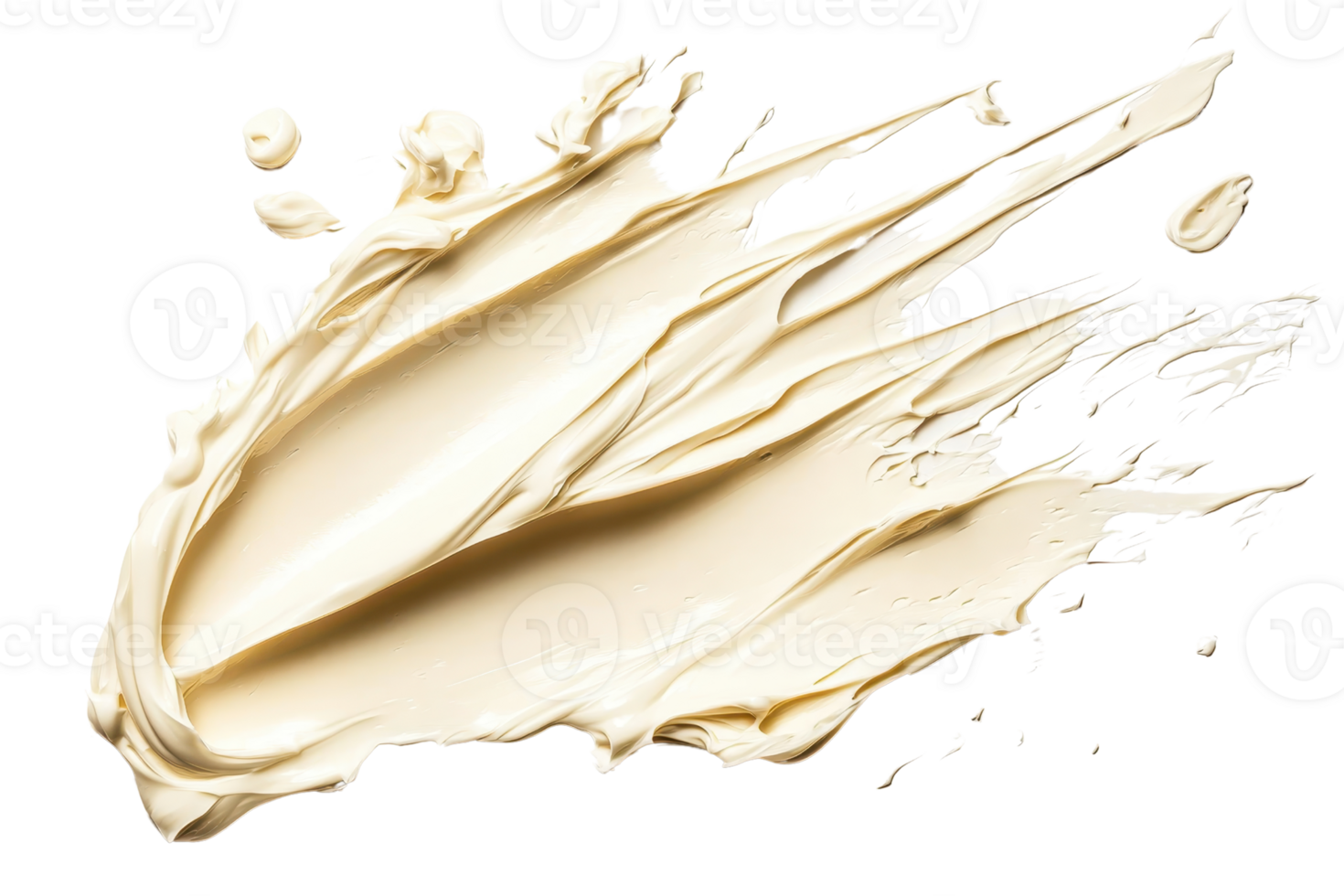 High-resolution image of a beige cream texture smear on a transparent background. perfect for skincare and beauty-related content. png