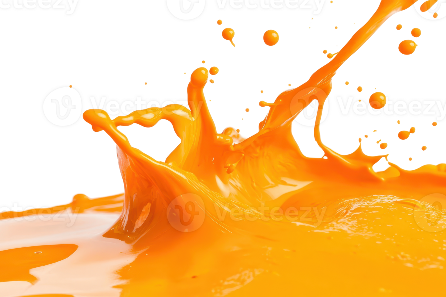 Vibrant orange paint splash in motion on a transparent background. capturing dynamic fluid movement and the vividness of the color. png