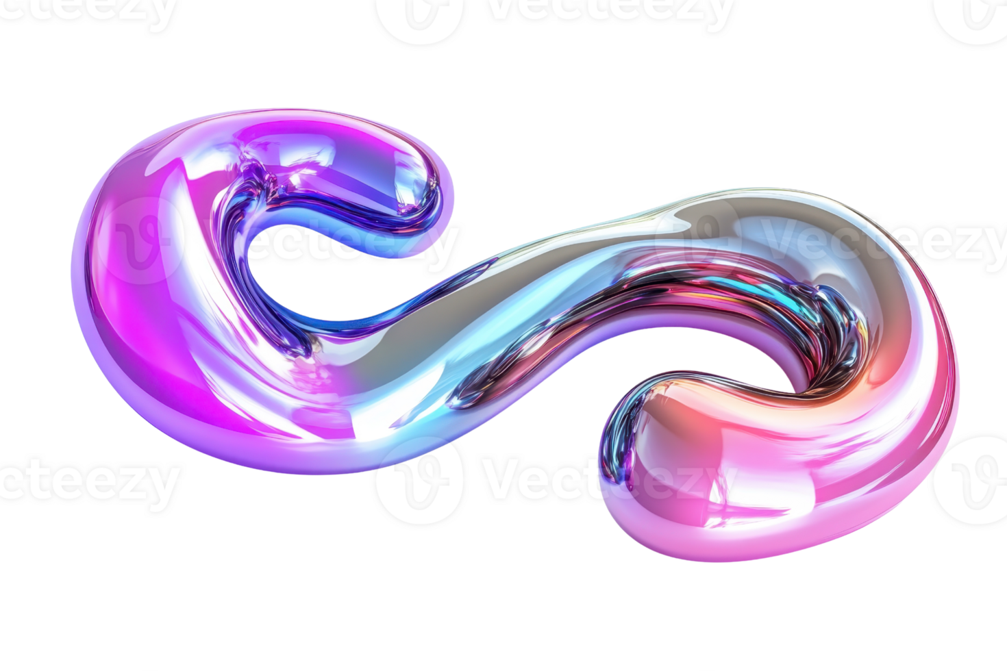 Vibrant abstract 3D metallic shape in pink and blue hues. Perfect for futuristic, creative, or dynamic design projects. png