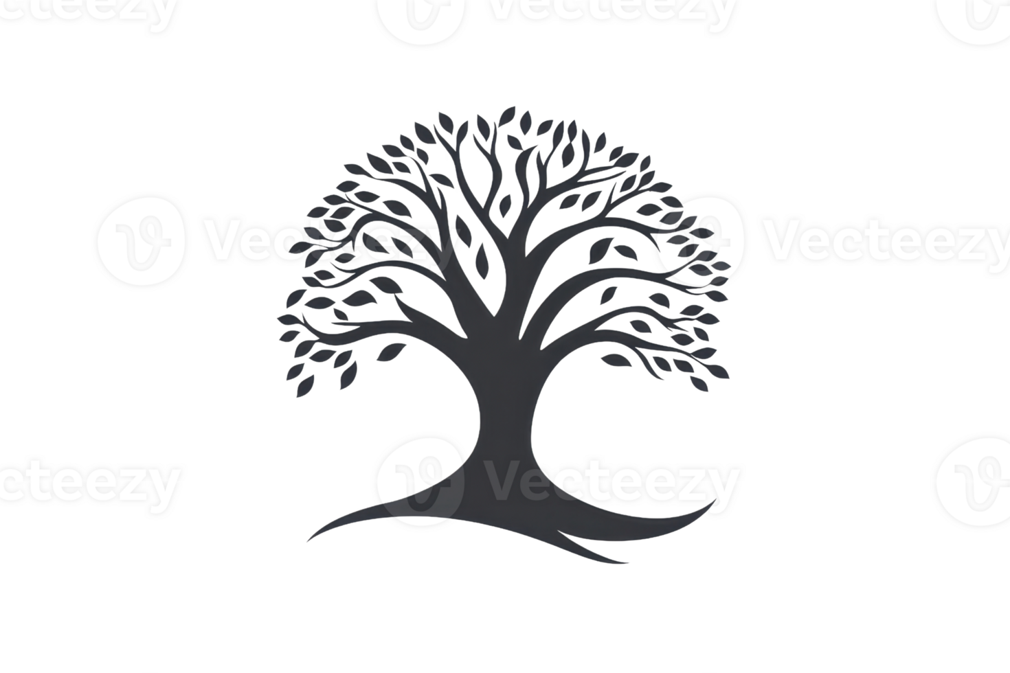 Silhouette of a stylized tree with detailed branches against a transparent background, perfect for nature and design projects. png