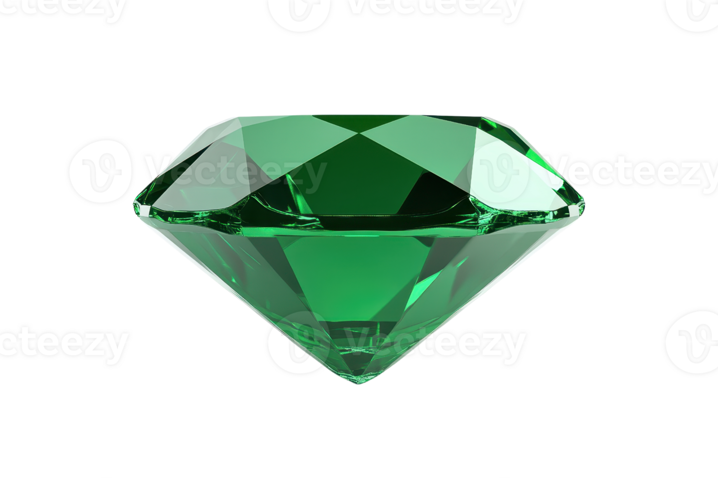 Vibrant green emerald gemstone, beautifully cut and polished, showcasing its brilliance and clarity in this captivating image. png