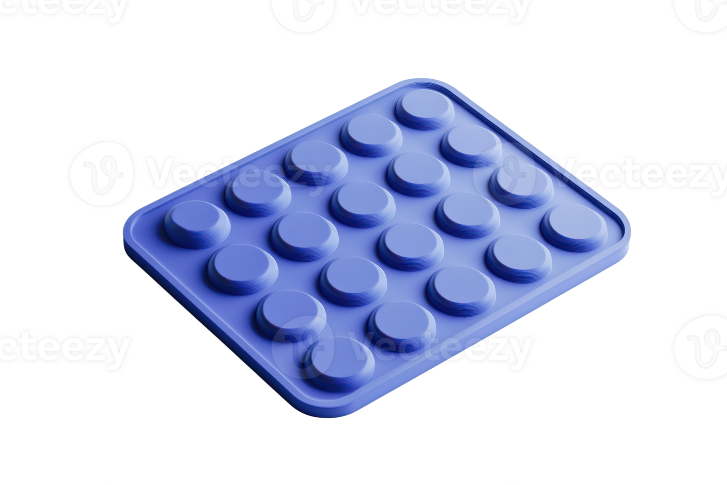 Blue sensory pop it toy used for stress relief and focus, designed with an array of bubbles to press and pop repeatedly for tactile stimulation. png