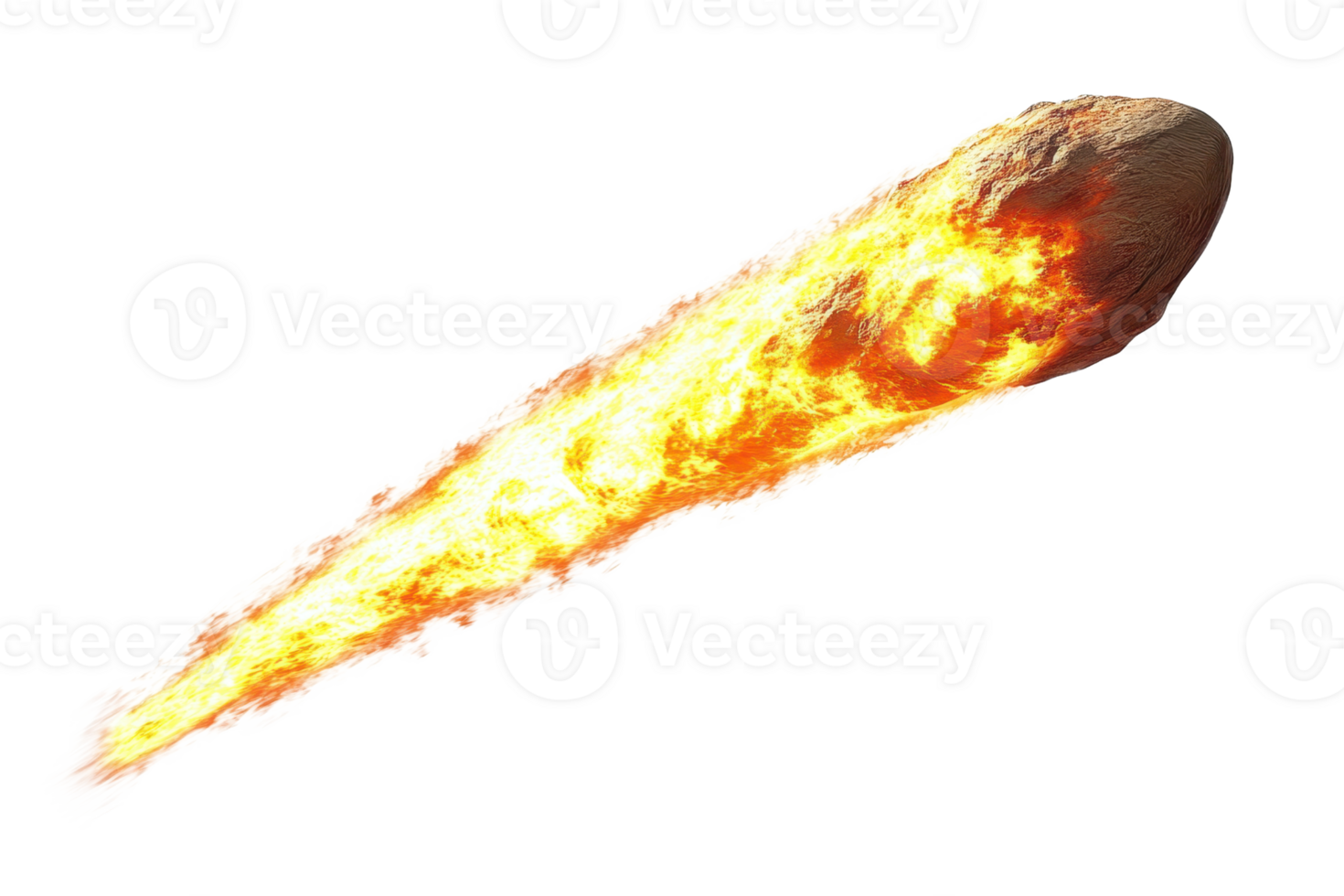 A blazing meteorite streaking across the night sky, illuminating its path with intense flames and fiery spectacle. png