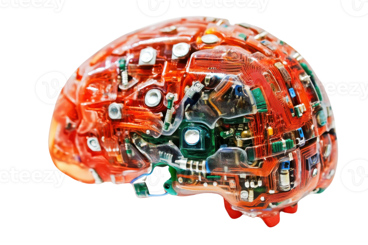 High Tech artificiale intelligenza modello cervello con complesso cablaggio e circuiti, che rappresentano Avanzate tecnologia nel robotica e ai sistemi. png