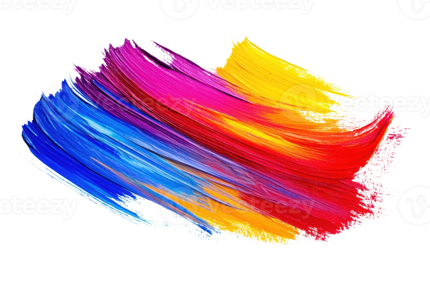 Vibrant brush strokes of blue, pink, yellow, and red paint. Abstract art background highlighting vivid and bold colors. png
