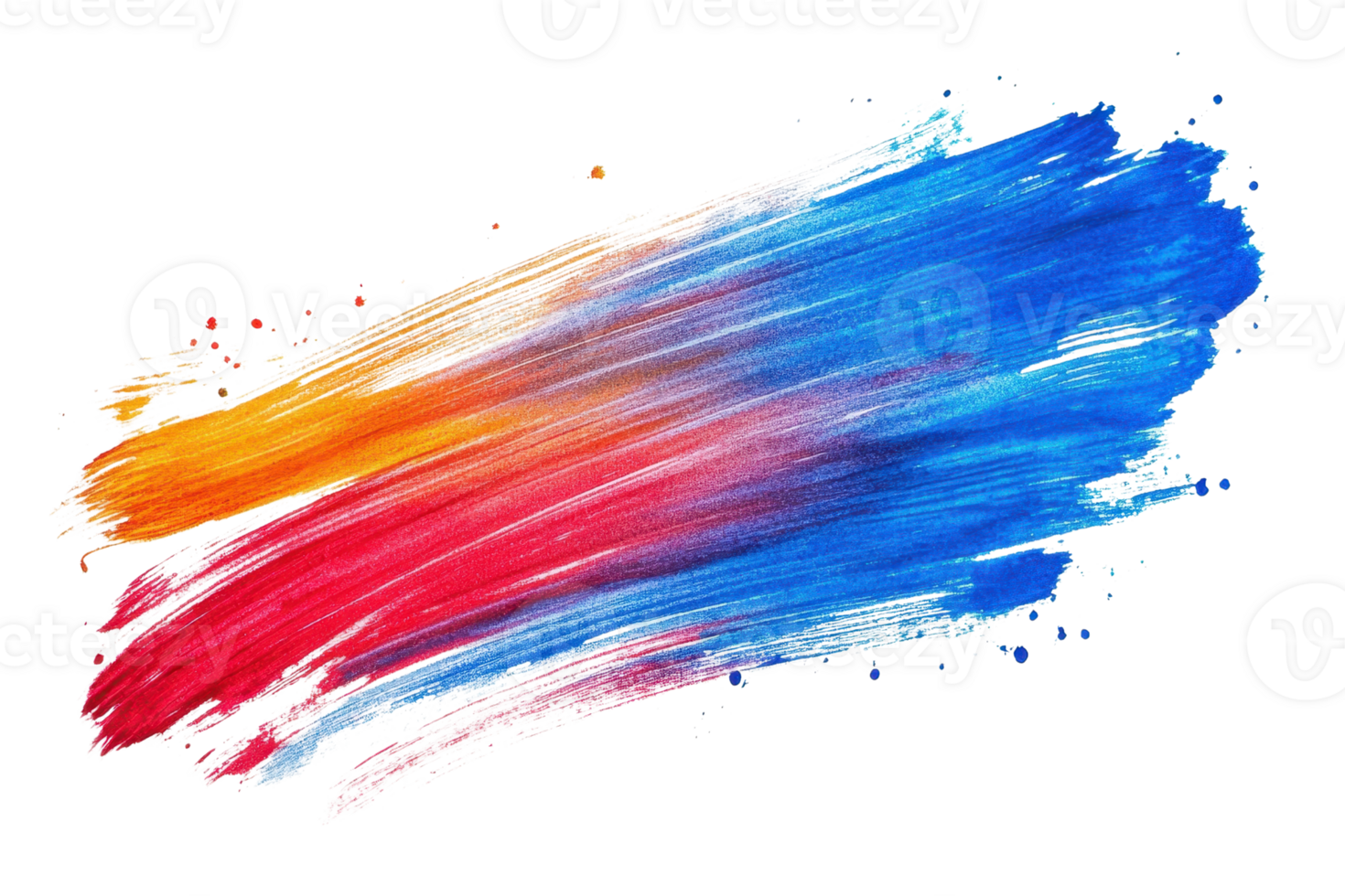 Vibrant abstract brush strokes with dynamic colors of red, blue, and orange, perfect for artistic designs and creative backgrounds. png