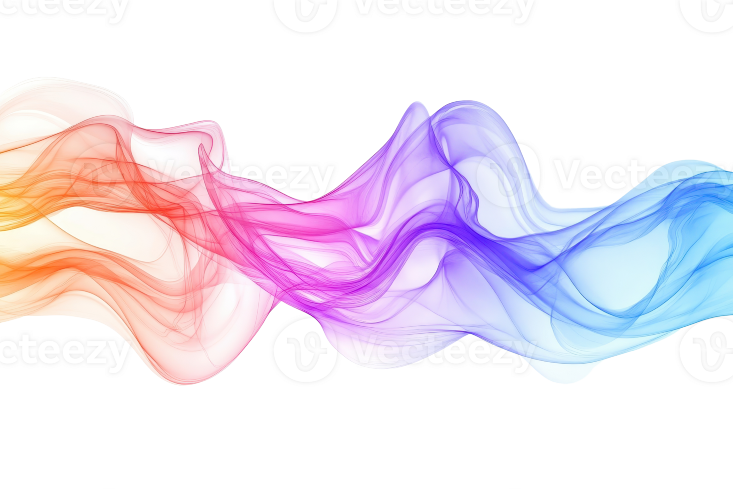 Vibrant smoke waves in gradient colors flowing across. Abstract light effects for backgrounds and creative design in multiple hues. png