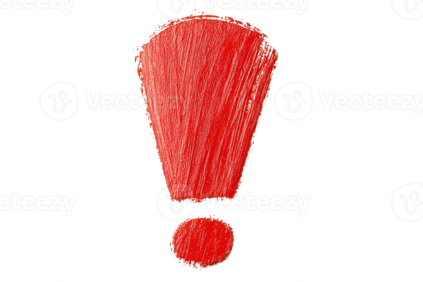 Red exclamation mark on a transparent background, bold and striking punctuation symbol ideal for attention and emphasis in communication. png
