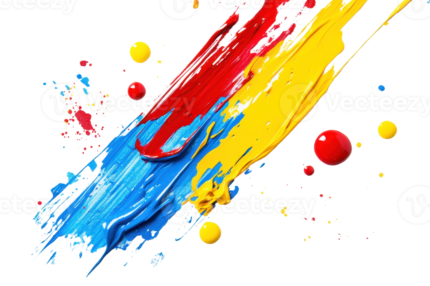 Vibrant abstract paint splash in red, blue, and yellow hues on a transparent background. capturing creativity and artistic expression. png