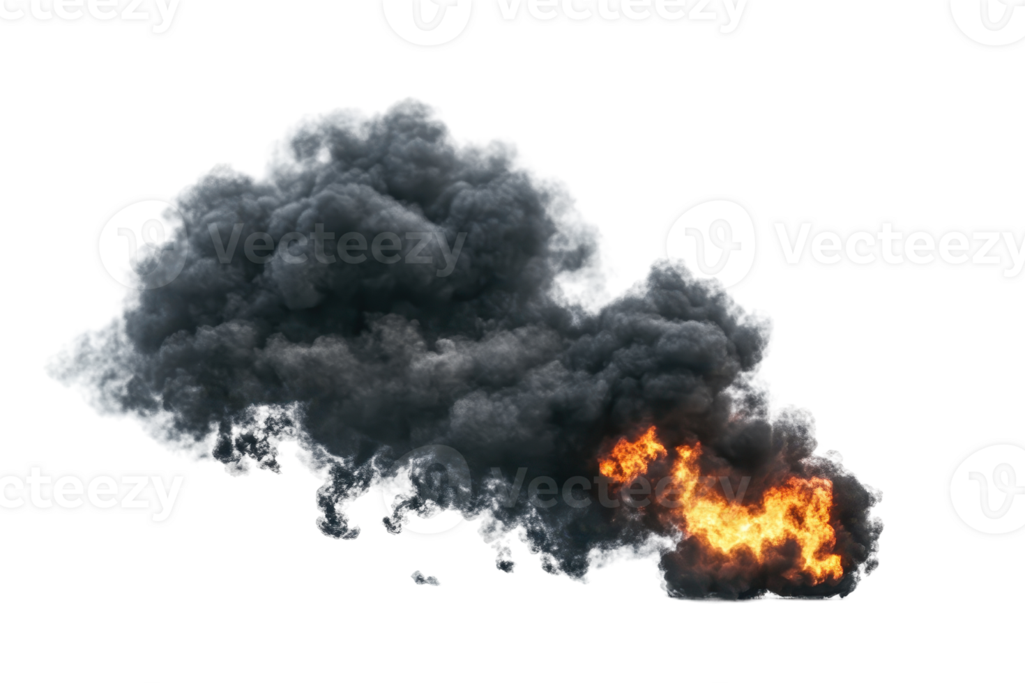A dramatic cloud of dark smoke and flames, indicating a fire or explosion. High-resolution image ideal for emergency or disaster-themed content. png