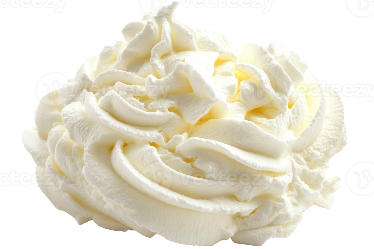 A close-up of freshly whipped cream, perfect for desserts and beverages. Light, fluffy texture, and rich creamy taste. High-quality food image. png