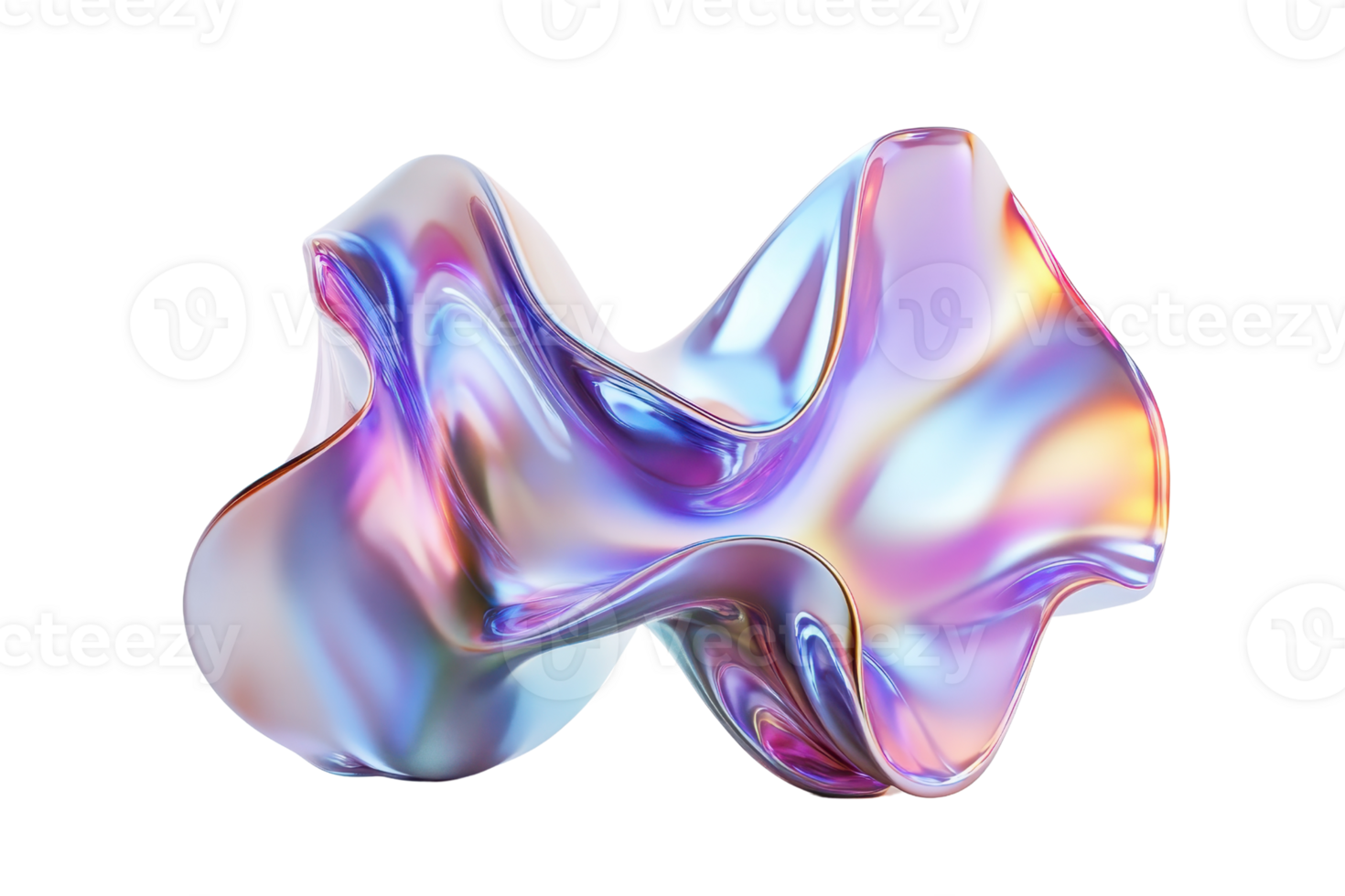 Abstract fluid shape with shiny, metallic colors, resembling a futuristic sculpture or artwork. Perfect for modern design and creative projects. png