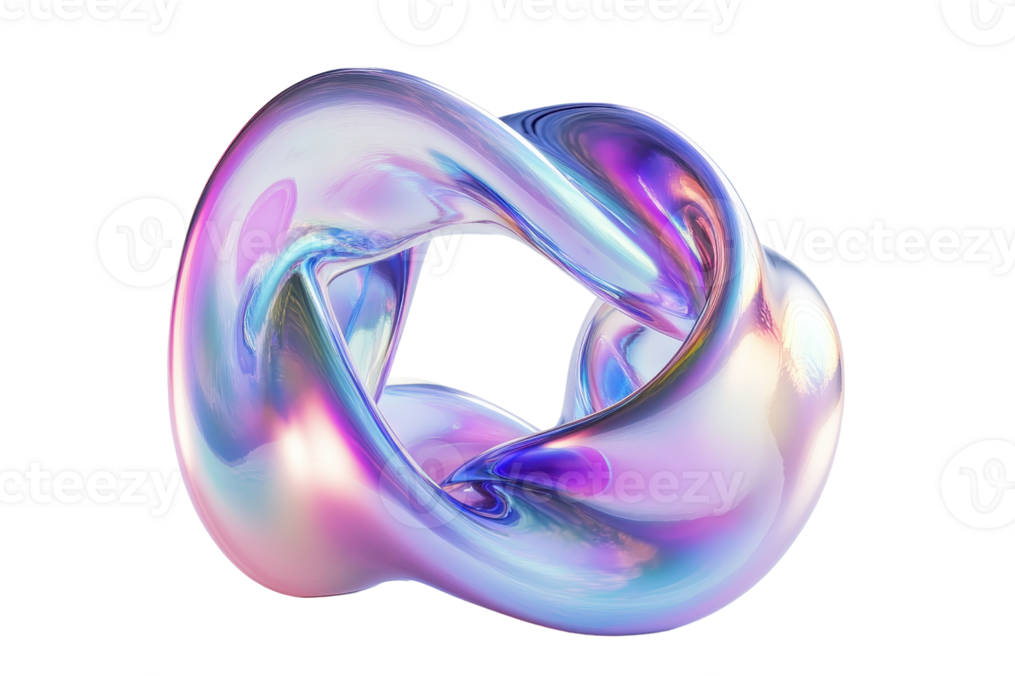 Abstract iridescent twisted shape with glossy surface, perfect for modern design concepts and tech backgrounds. png