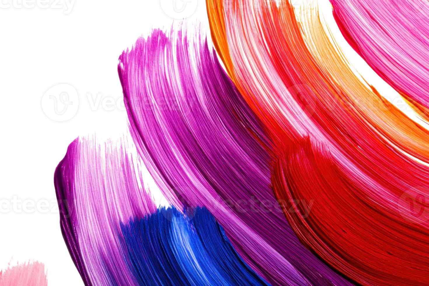 Abstract multicolored brushstrokes creating vibrant, dynamic patterns. Suitable for backgrounds, graphic design, and creative projects. png