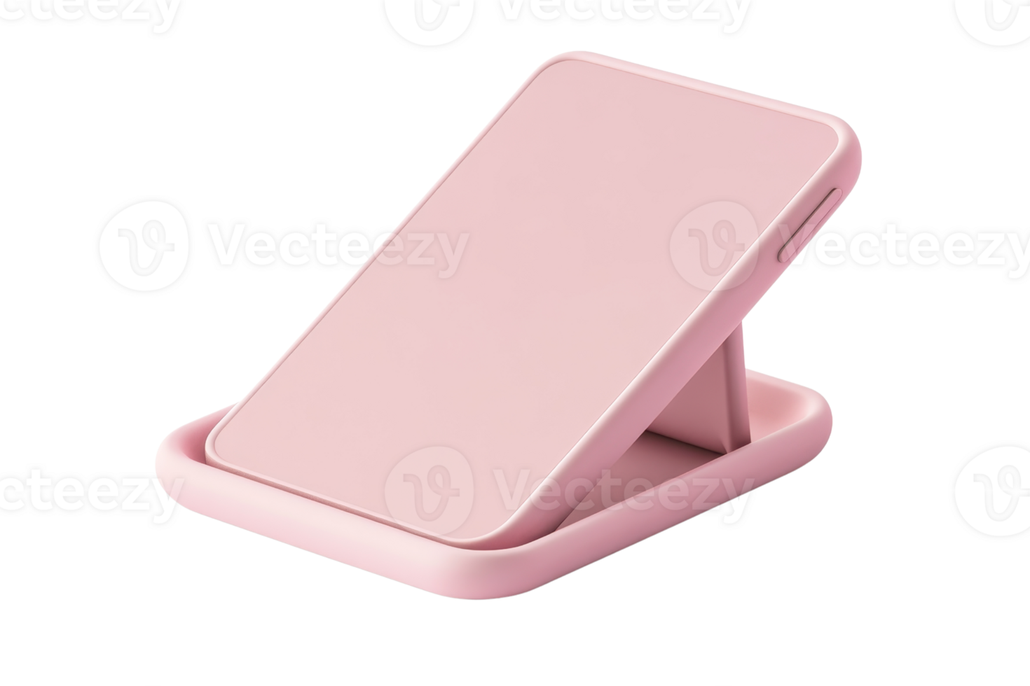 Pink phone stand on transparent background. Modern and sleek smartphone accessory for hands-free use and convenient viewing angles. png