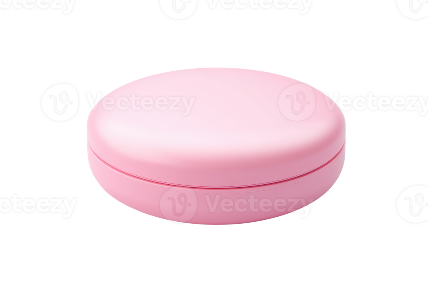 Pink round plastic container isolated on transparent background. Ideal for cosmetics or small items storage. png