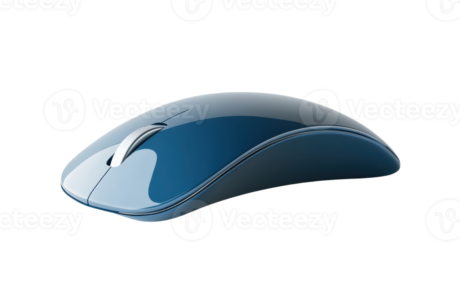 Sleek blue wireless computer mouse on a transparent background. Modern design for office or home workspaces, ensuring comfort and efficiency. png