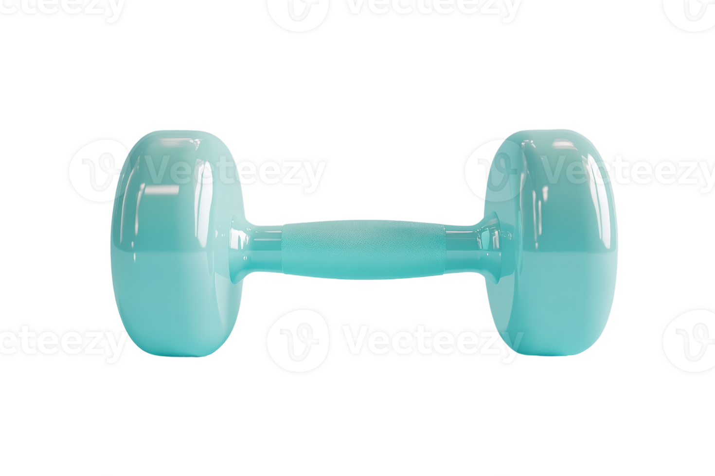 A teal-colored dumbbell isolated on a transparent background. Perfect for fitness, exercise, and strength training routines. png