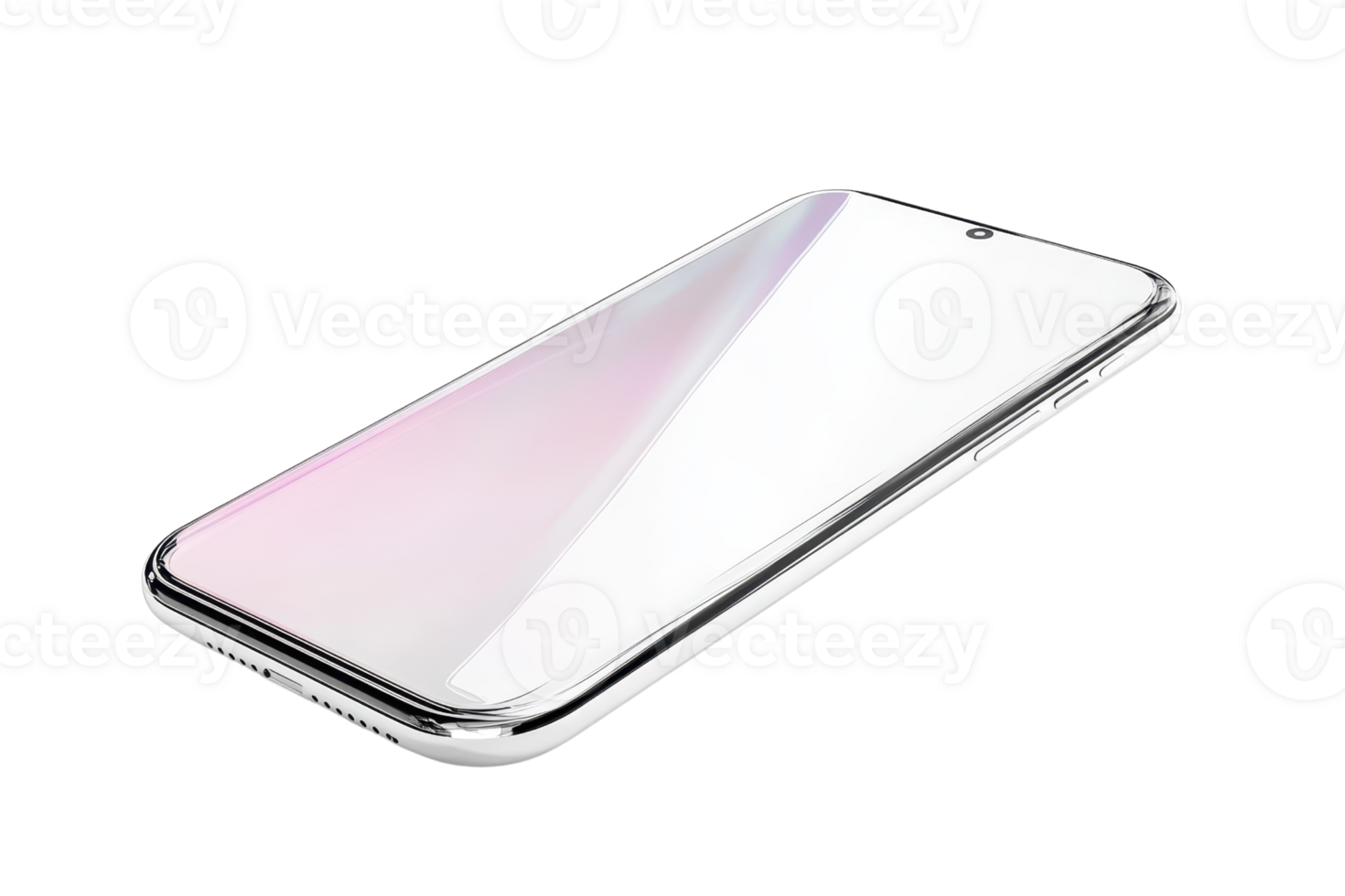 Modern smartphone with a sleek design and reflective surface on a transparent background. perfect for tech and gadget-related projects. png